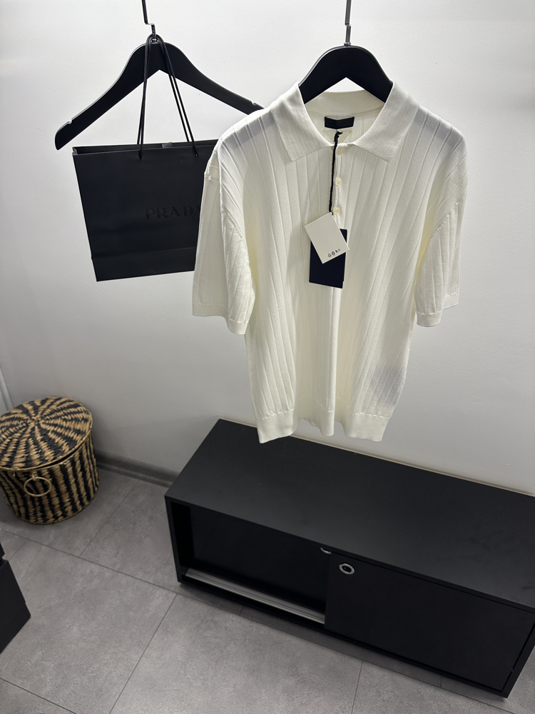 Prada Beyaz Triko Polo Tişört