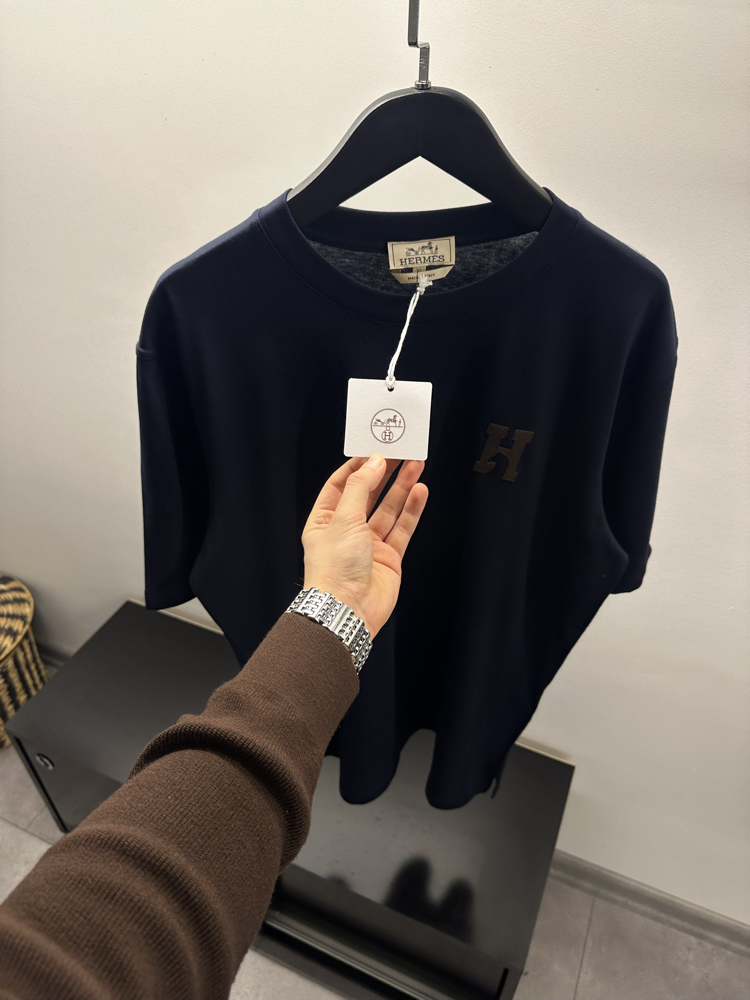 Hermés ‘H’ Cheval Navy Blue Cotton T-Shirt