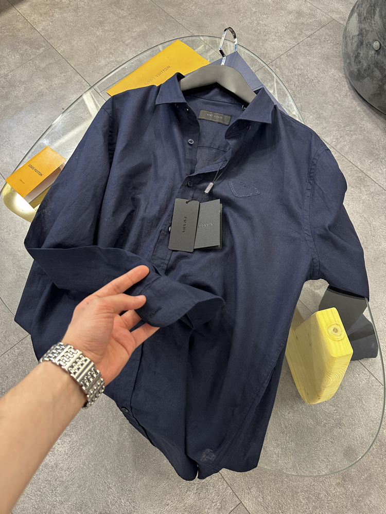 Prada Navy Blue Linen Shirt