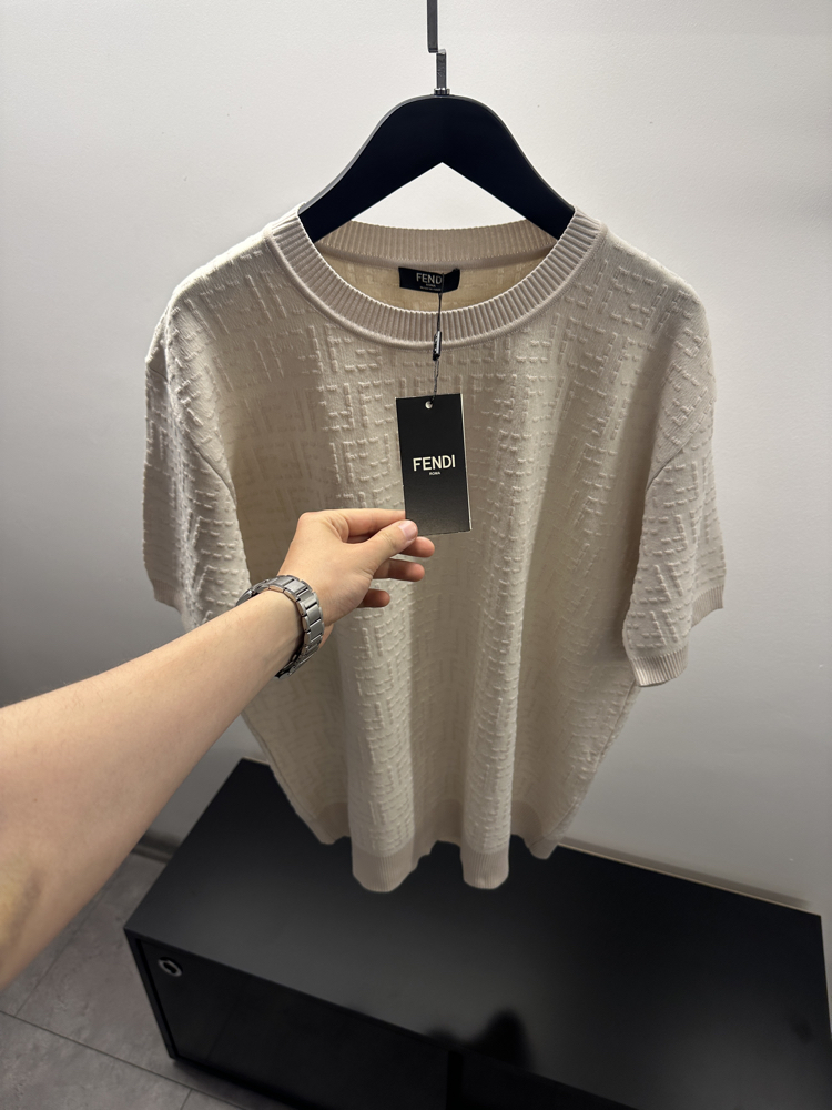 Fendi FF Logo Crew Neck Knit T-Shirt