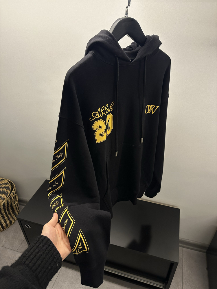 Off White 23 Skate Hoodie Black Gold Fusi