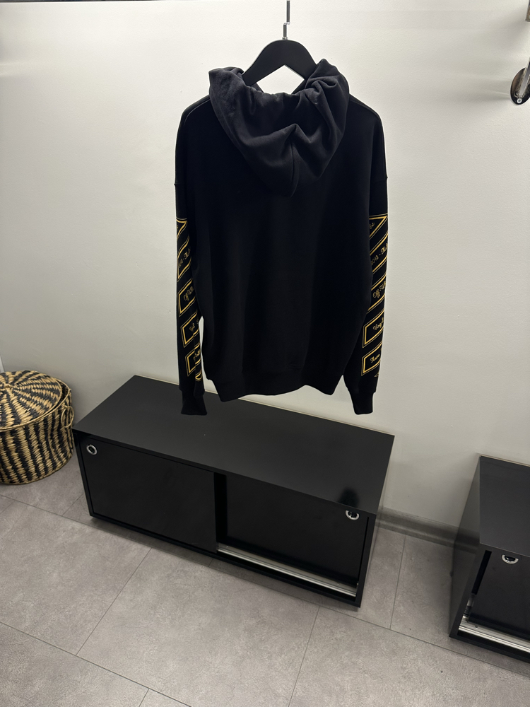 Off White 23 Skate Hoodie Black Gold Fusi