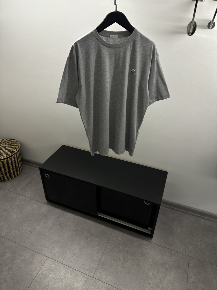 Moncler Grey Logo Patch Cotton T-Shirt