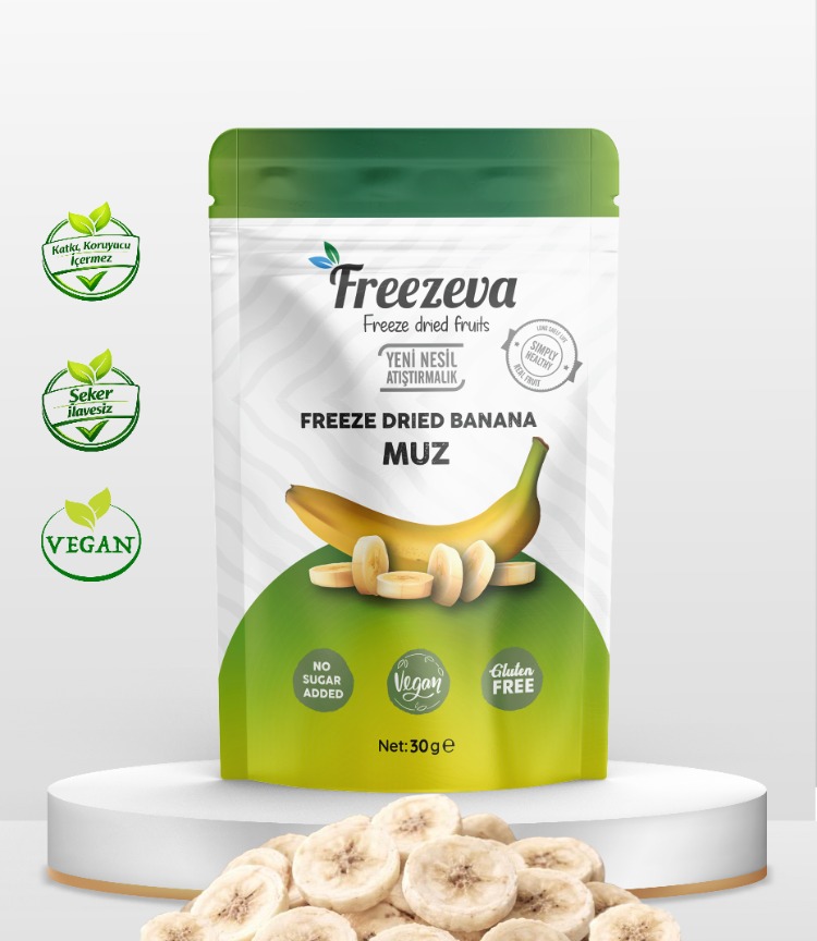 Dondurularak Kurutulmuş Muz 30 gr - Freeze Dried Muz Kuru Meyve Cipsi