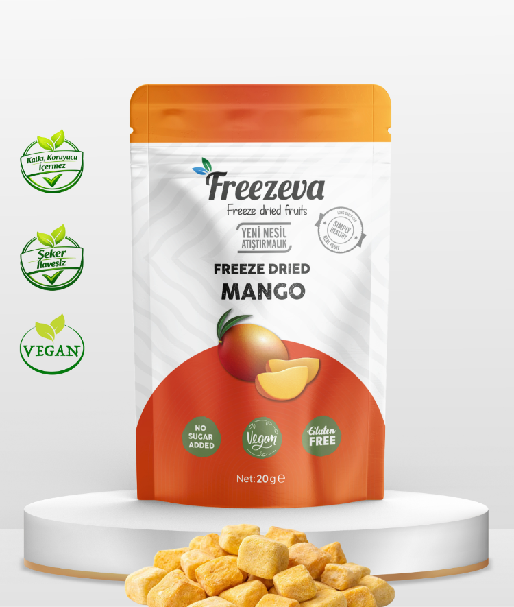 Dondurularak Kurutulmuş Mango – Freeze Dried Mango- Mango Kuru Meyve Cipsi 20 gr