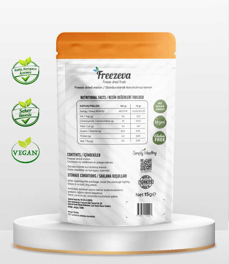 Dondurularak Kurutulmuş Kavun 15 gr – Freeze Dried Kavun- Kavun Kuru Meyve Cipsi