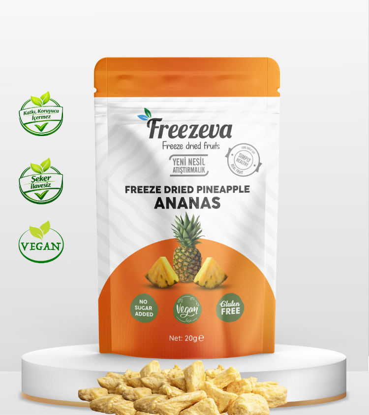 Dondurularak Kurutulmuş Ananas 20 gr – Freeze Dried Ananas - Ananas Kuru Meyve Cipsi