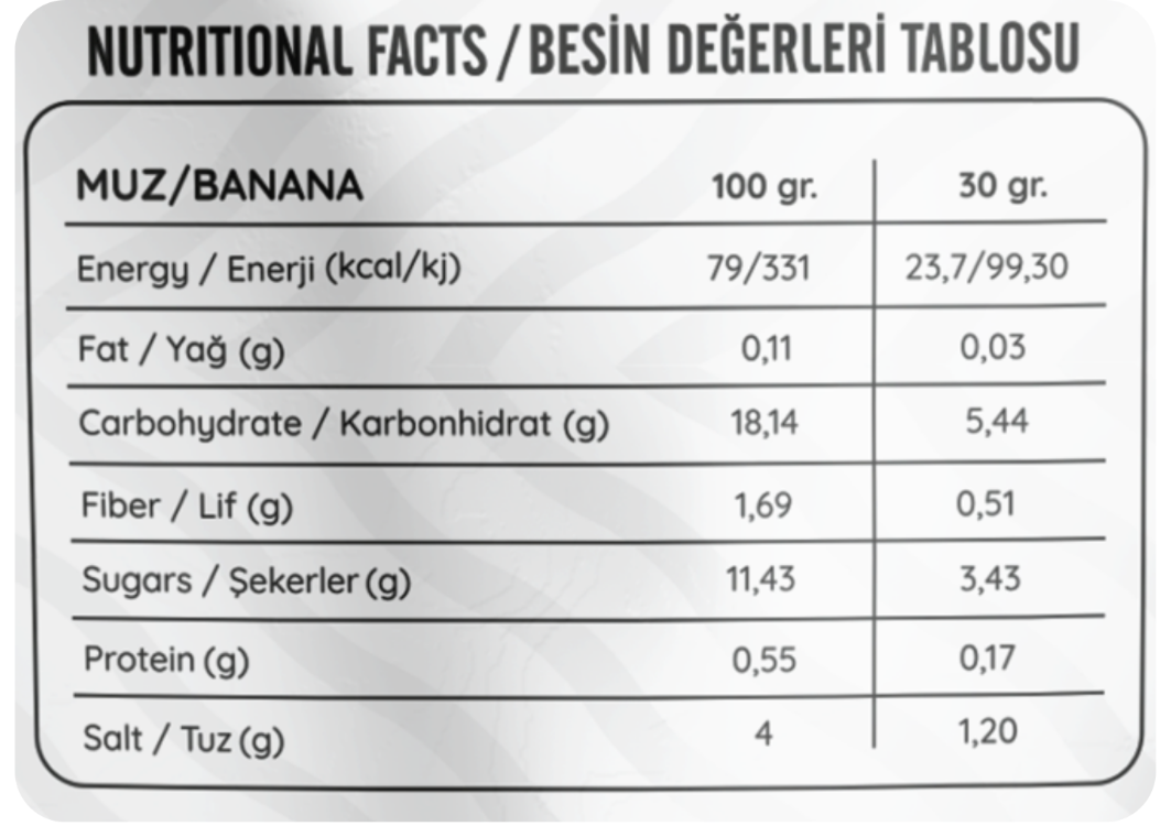 Dondurularak Kurutulmuş Muz 30 gr - Freeze Dried Muz Kuru Meyve Cipsi