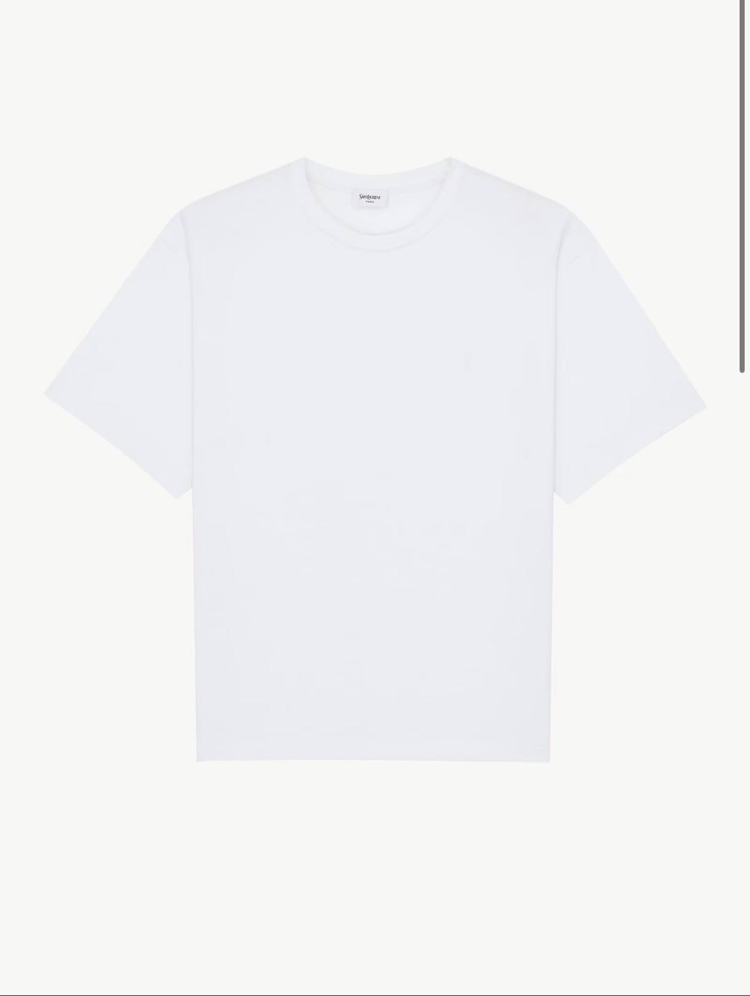 YSL Erkek Regular Fit Beyaz Tişört