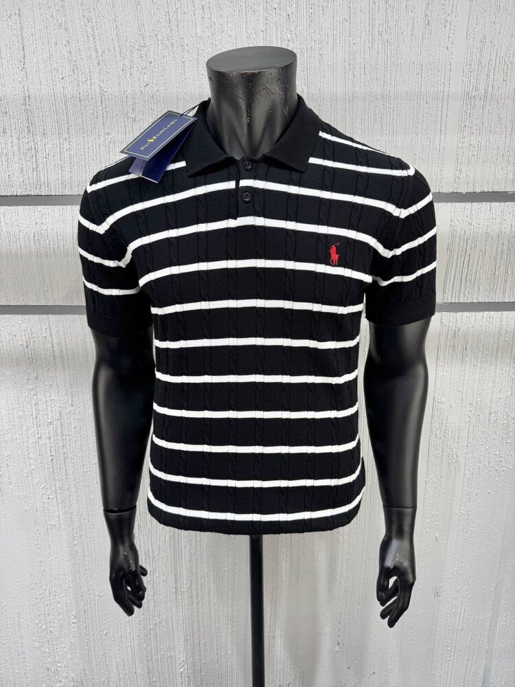 ⚡️ Ralph Lauren Siyah Çizgili Polo Yaka Örme Tshirt