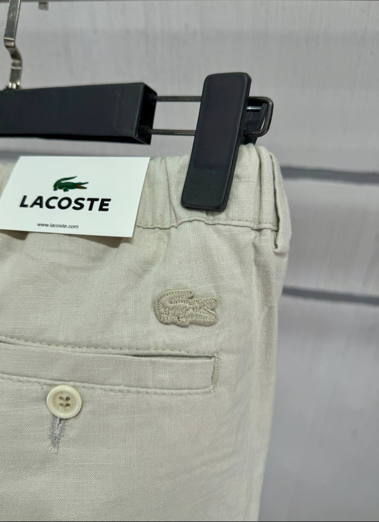 Lacoste Erkek Regular Fit Bej Keten Şort