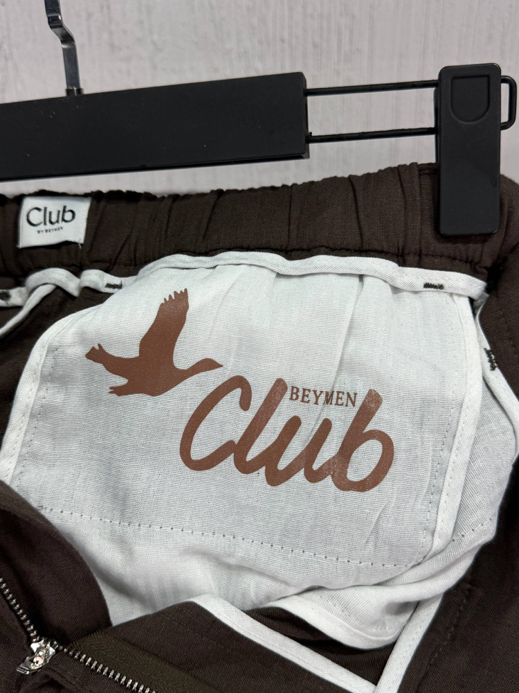 Beymen Erkek Regular Fit Kahverengi Ham Keten Pantolon