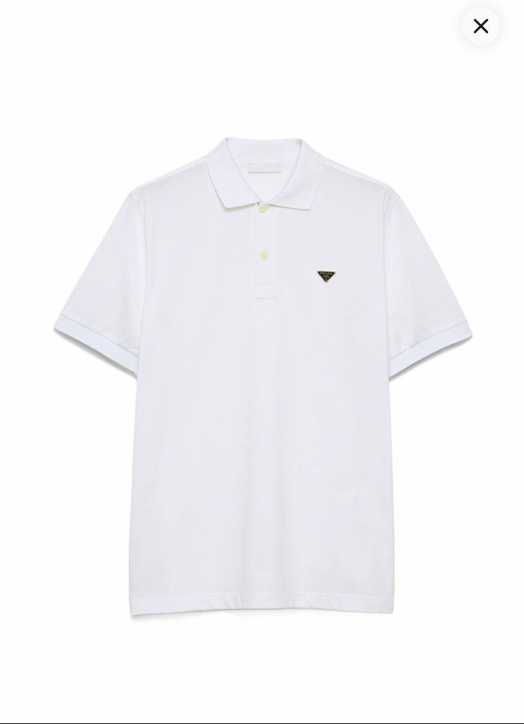 Prada Erkek Regular Fit Beyaz Polo Yaka Tişört