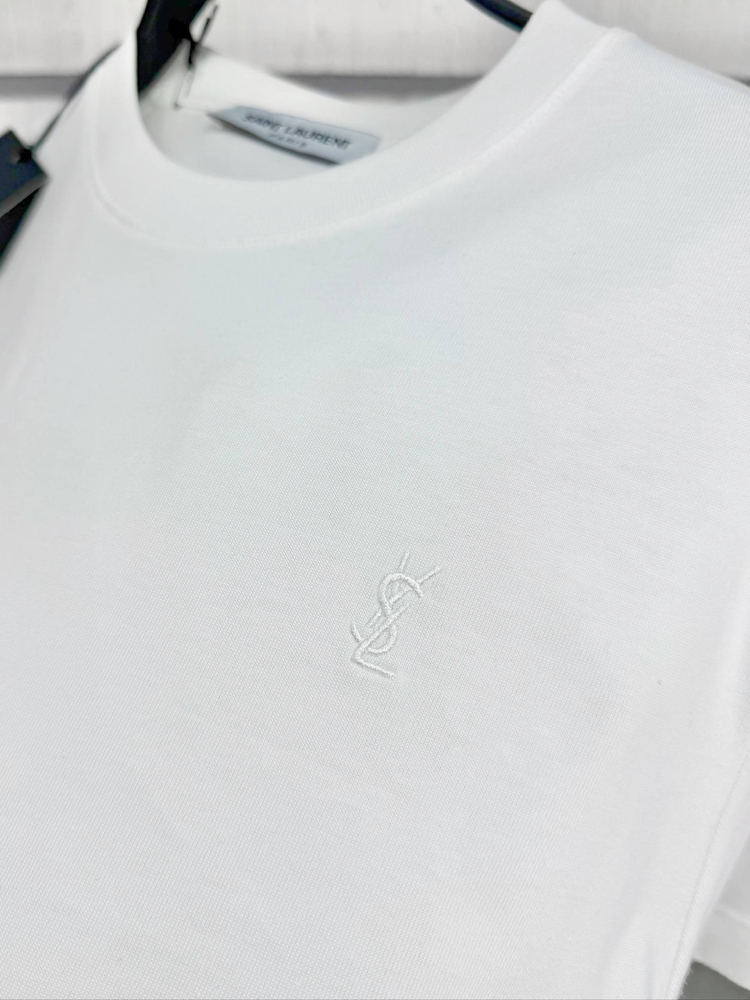 YSL Erkek Regular Fit Beyaz Tişört