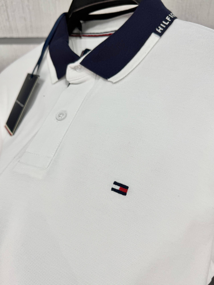 Tommy Hilfiger Erkek Regular Fit Beyaz Polo Yaka Tişört