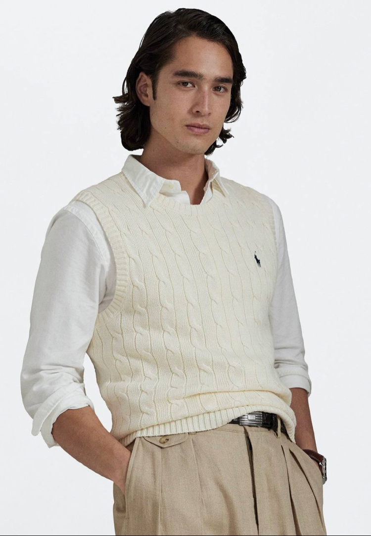 Polo Ralph Lauren Erkek Regular Fit Beyaz Yün Süveter