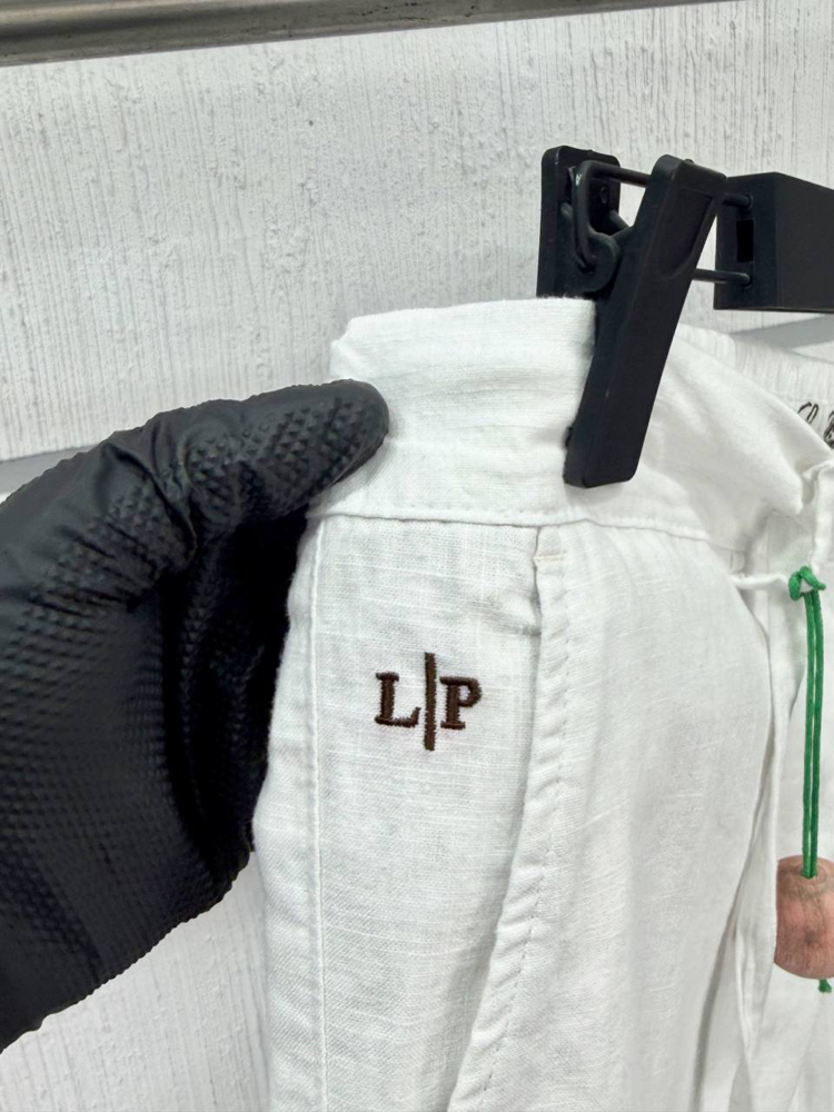 Loro Piana Erkek Regular Fit Beyaz Ham Keten Pantolon