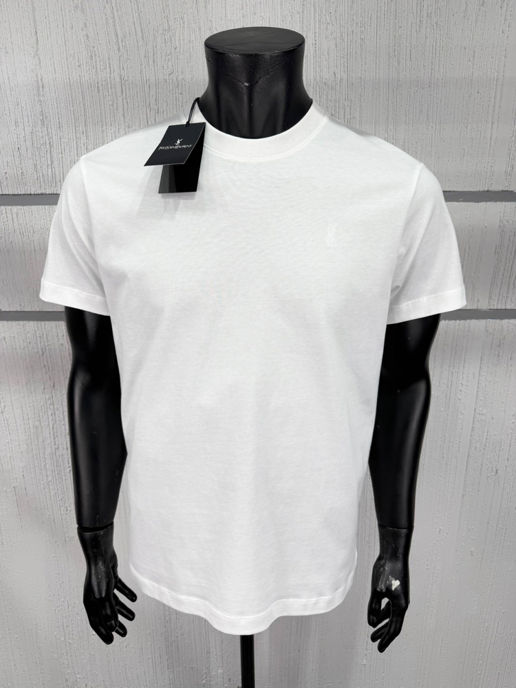 YSL Erkek Regular Fit Beyaz Tişört