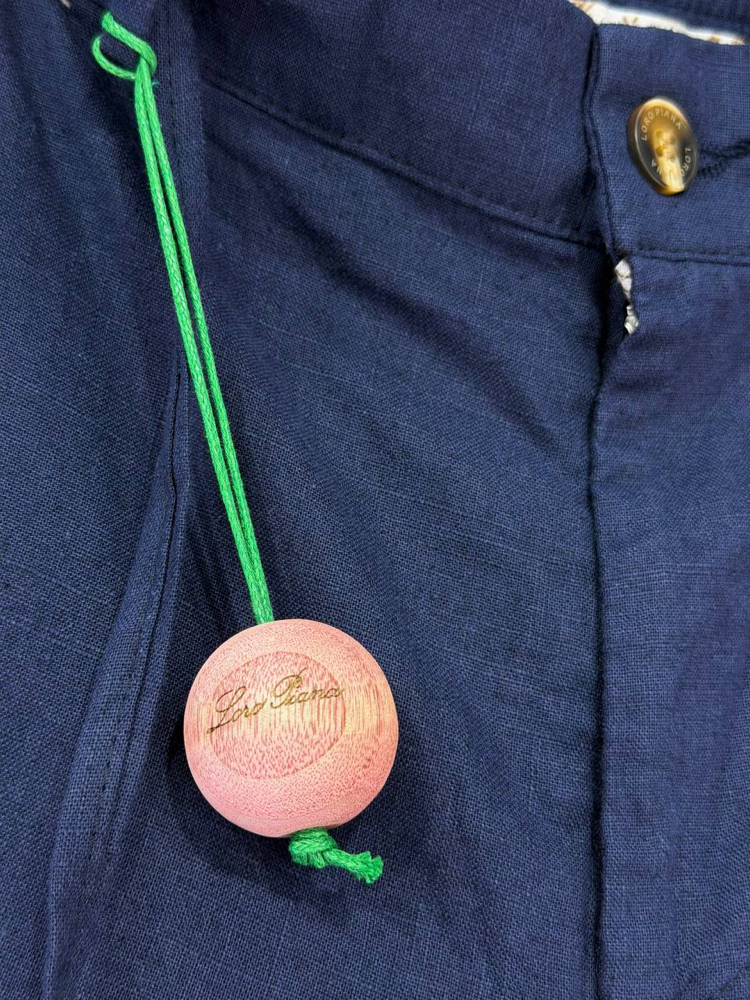 Loro Piana Erkek Regular Fit Lacivert Ham Keten Pantolon