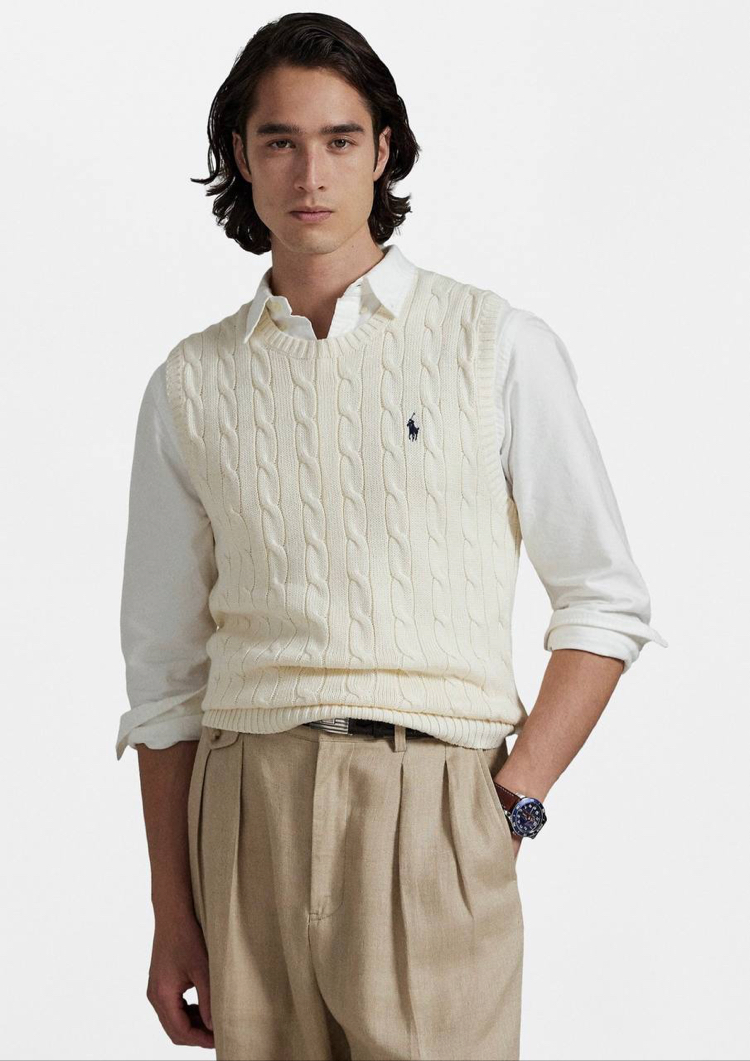 Polo Ralph Lauren Erkek Regular Fit Beyaz Yün Süveter