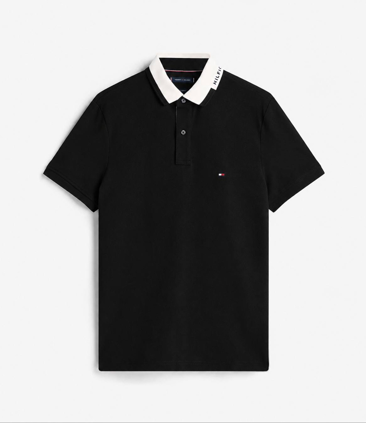 Tommy Hilfiger Erkek Regular Fit Siyah Polo Yaka Tişört