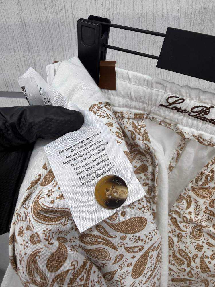 Loro Piana Erkek Regular Fit Beyaz Keten Şort