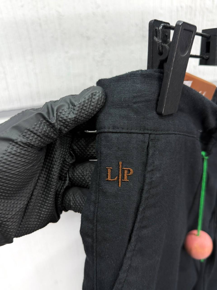Loro Piana Erkek Regular Fit Siyah Ham Keten Pantolon