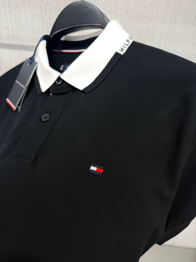 Tommy Hilfiger Erkek Regular Fit Siyah Polo Yaka Tişört