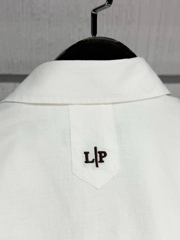 Loro Piana Erkek Regular Fit Beyaz Keten Gömlek