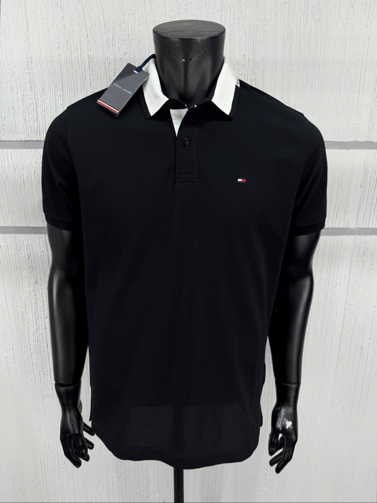Tommy Hilfiger Erkek Regular Fit Siyah Polo Yaka Tişört