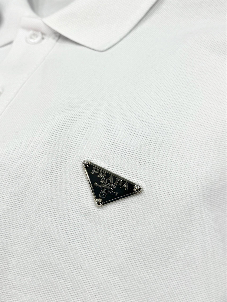 Prada Erkek Regular Fit Beyaz Polo Yaka Tişört