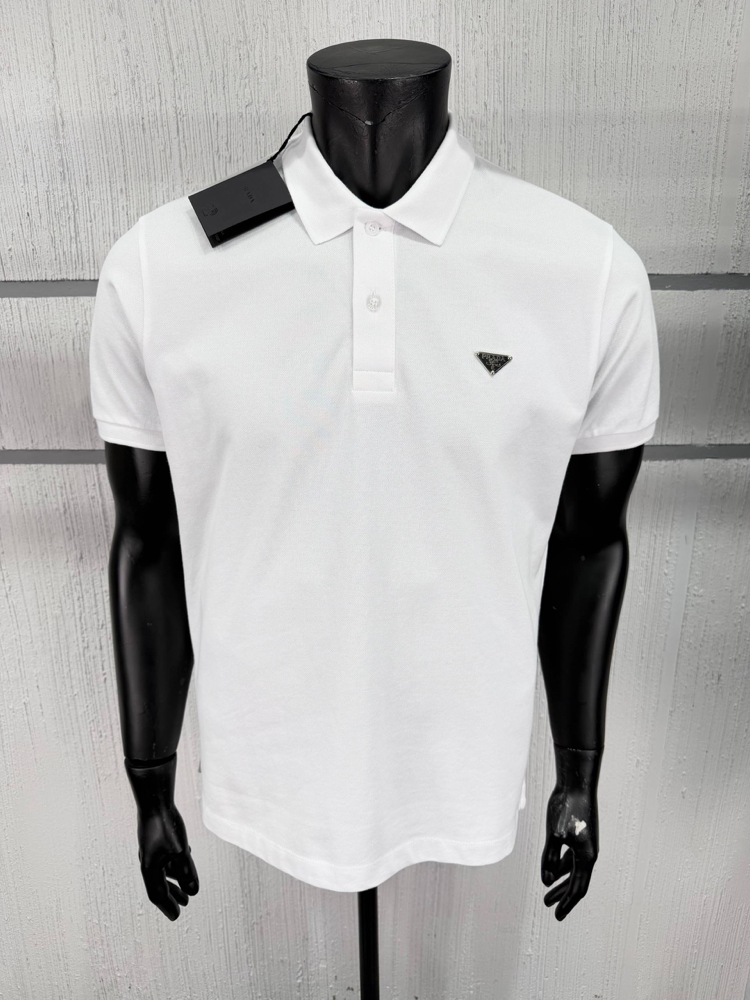 Prada Erkek Regular Fit Beyaz Polo Yaka Tişört