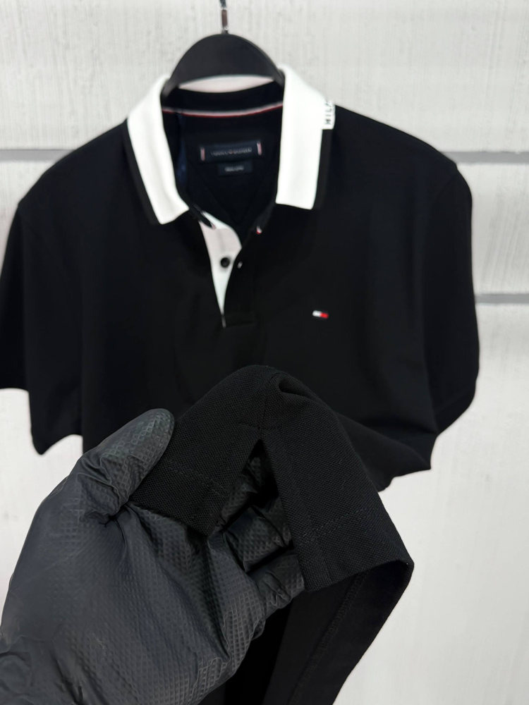 Tommy Hilfiger Erkek Regular Fit Siyah Polo Yaka Tişört
