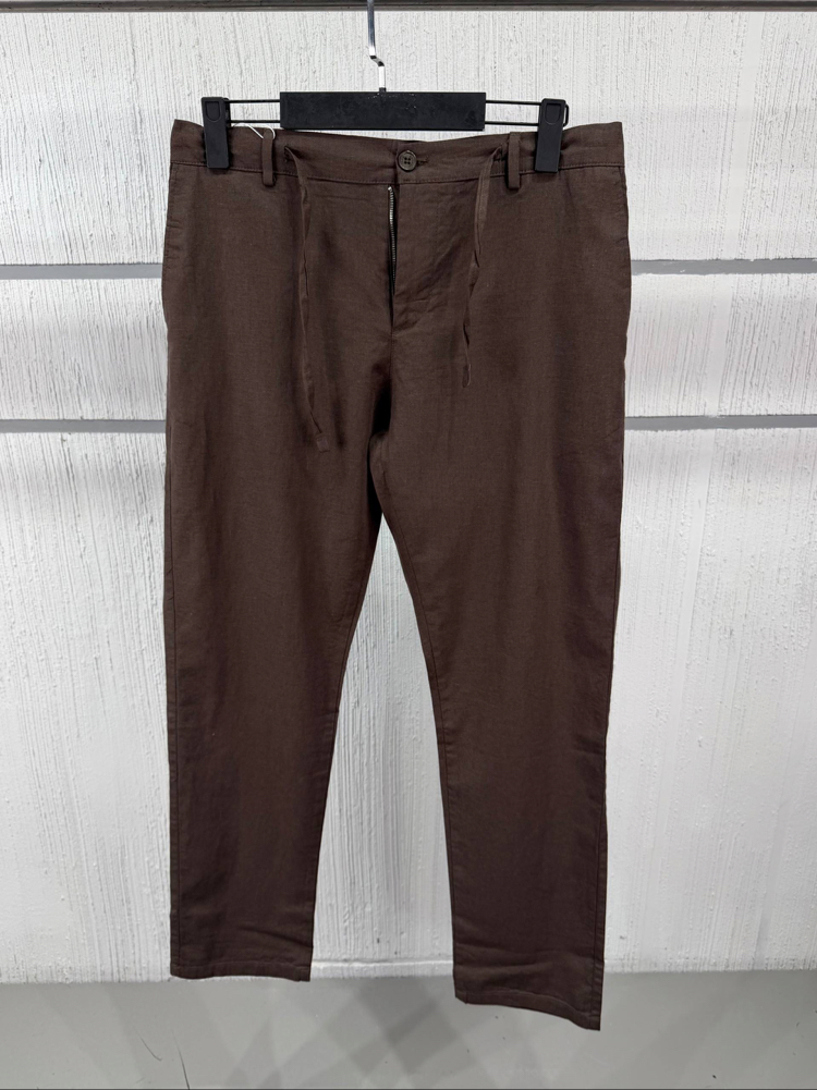 Beymen Erkek Regular Fit Kahverengi Ham Keten Pantolon