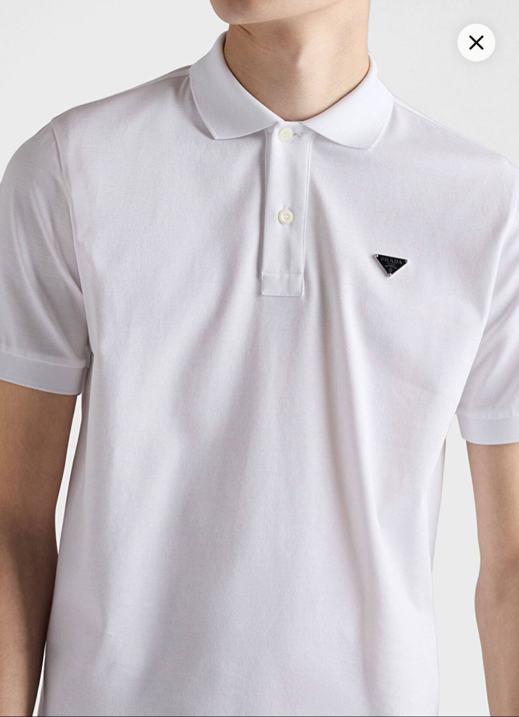 Prada Erkek Regular Fit Beyaz Polo Yaka Tişört