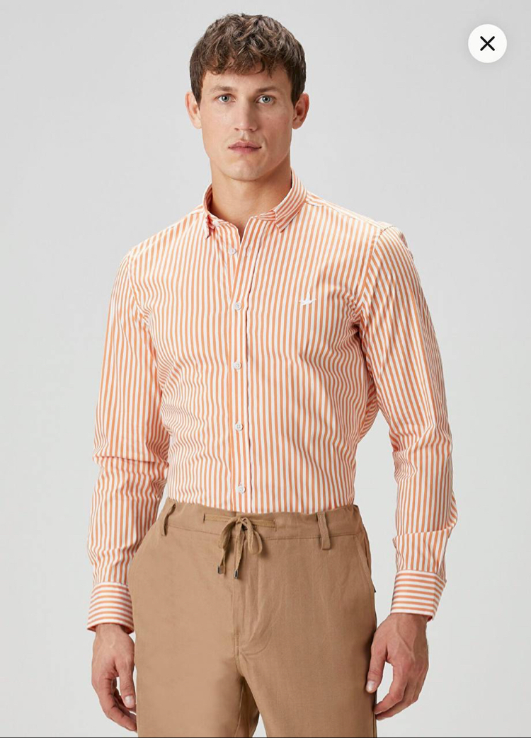 Beymen Erkek Regular Fit Oranj Keten Gömlek