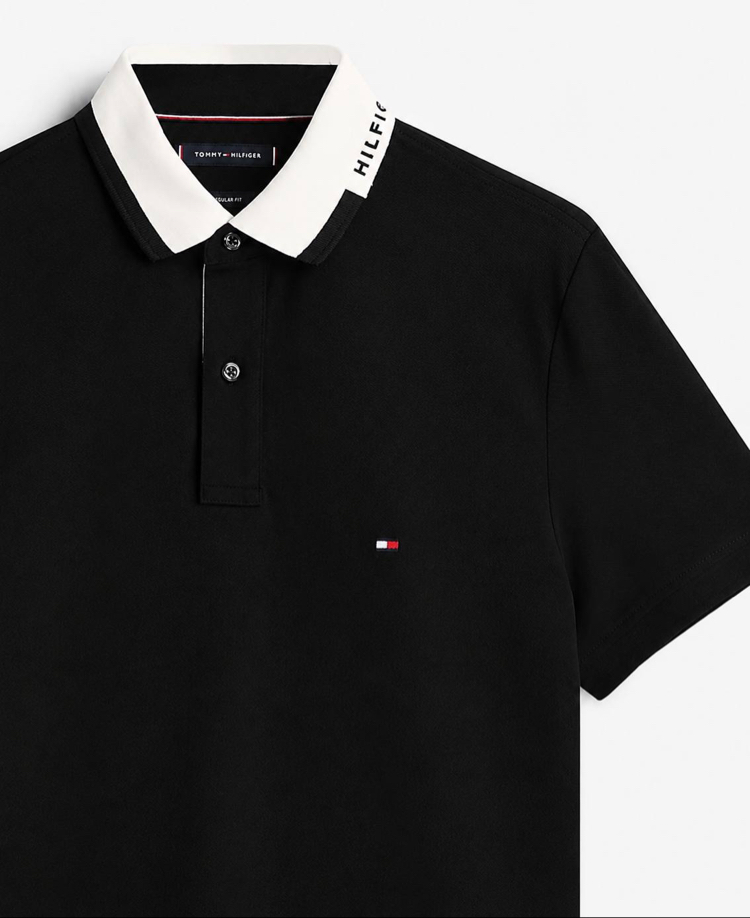 Tommy Hilfiger Erkek Regular Fit Siyah Polo Yaka Tişört
