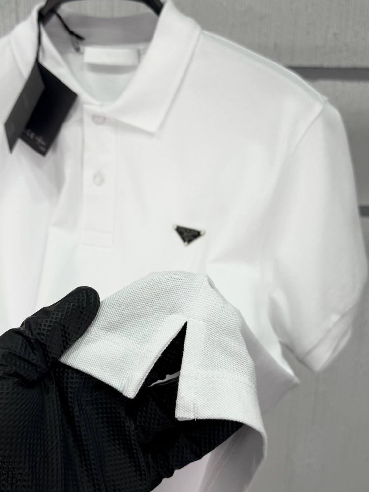 Prada Erkek Regular Fit Beyaz Polo Yaka Tişört