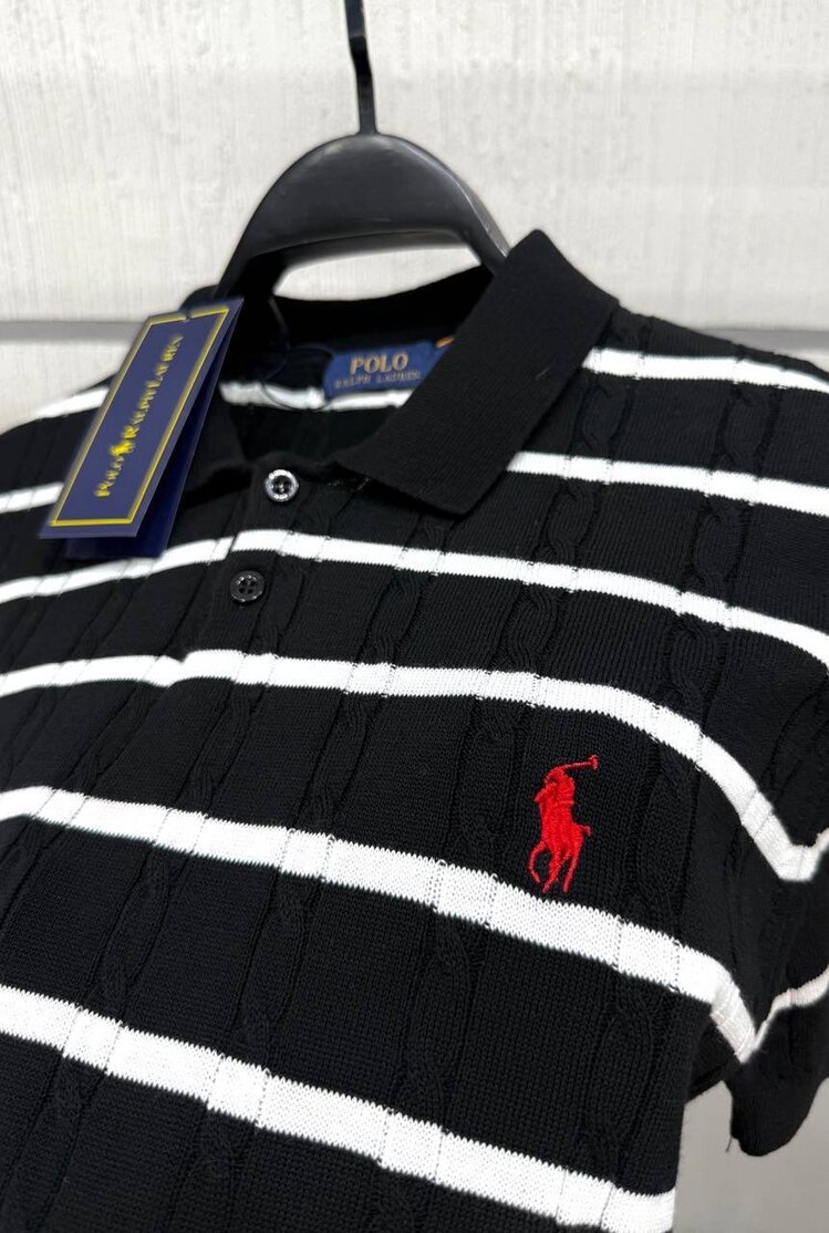 ⚡️ Ralph Lauren Siyah Çizgili Polo Yaka Örme Tshirt