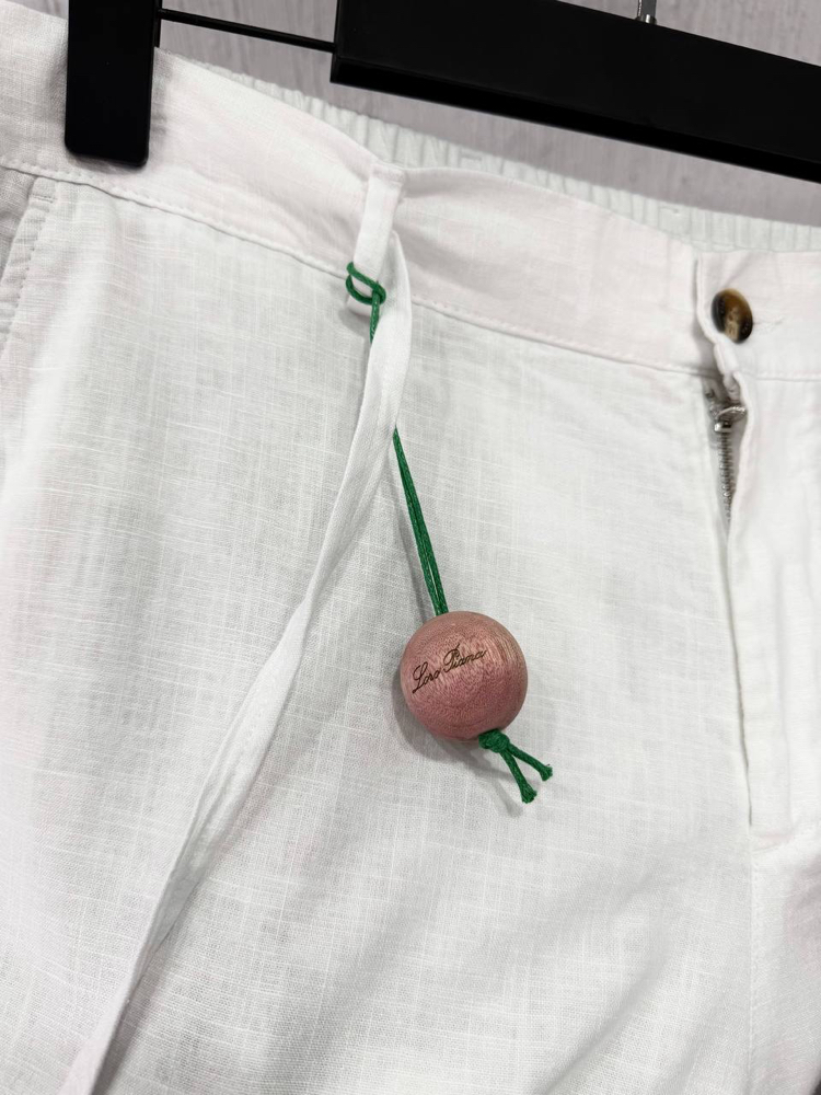 Loro Piana Erkek Regular Fit Beyaz Ham Keten Pantolon