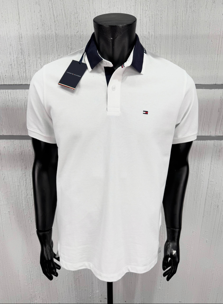 Tommy Hilfiger Erkek Regular Fit Beyaz Polo Yaka Tişört