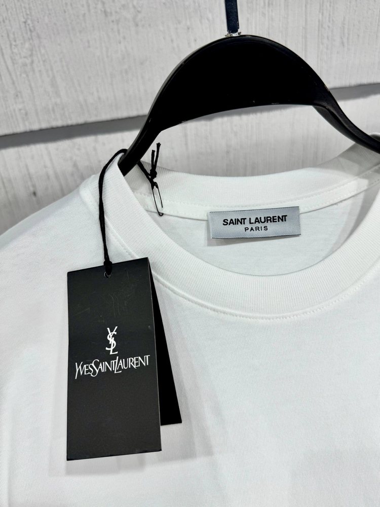 YSL Erkek Regular Fit Beyaz Tişört
