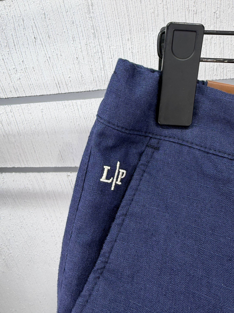 Loro Piana Erkek Regular Fit Lacivert Keten Şort