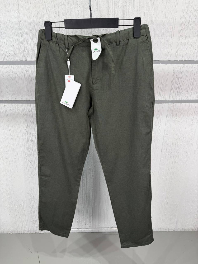 Lacoste Erkek Regular Fit Yeşil Ham Keten Pantolon