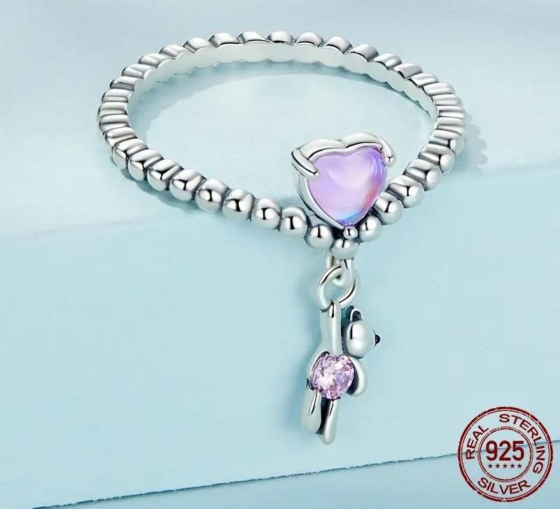 925 Ayar Gümüş Ayıcık Charmlı Yüzük