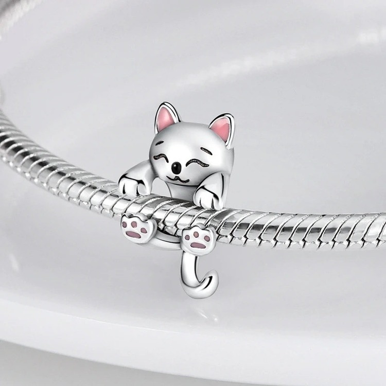 925 Ayar Gümüş Sevimli Kedi Charm
