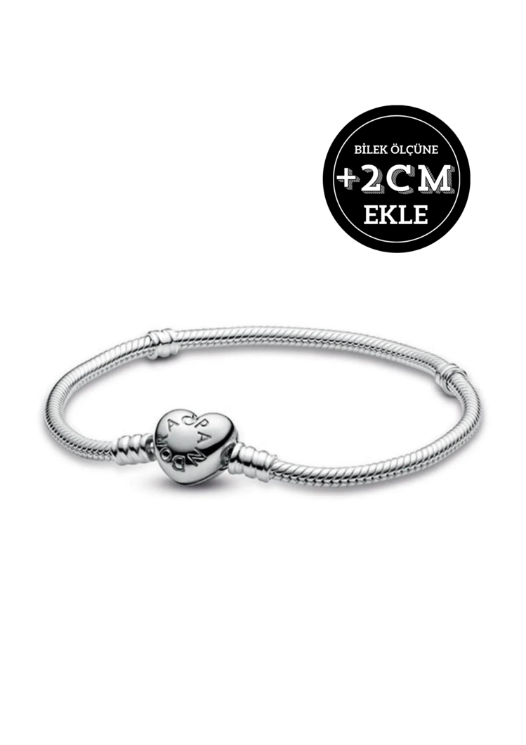 925 Ayar Gümüş Kalp Klipsli Bileklik