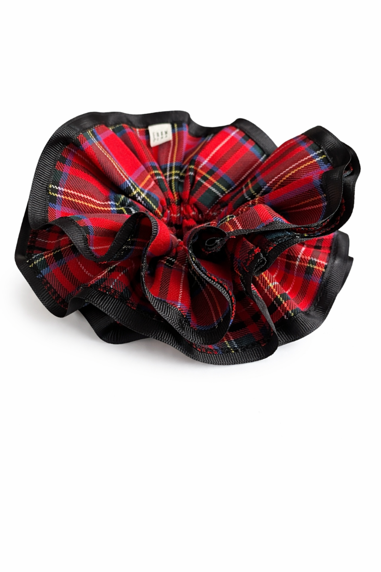 From Pera Royal Tartan 4 Katmanlı Premium Saç Tokası -Siyah Grogren Biye