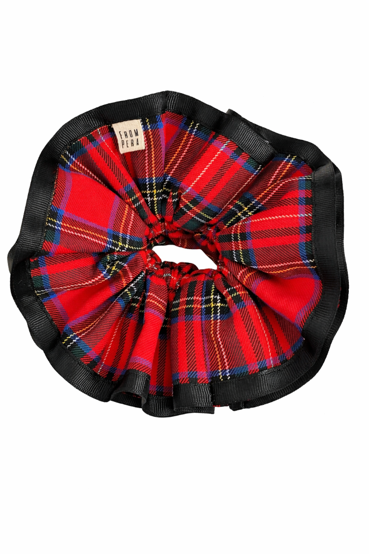 From Pera Royal Tartan 4 Katmanlı Premium Saç Tokası -Siyah Grogren Biye