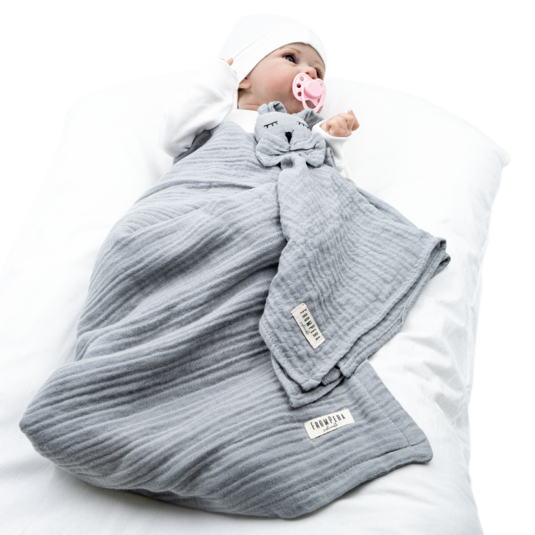 From Pera Gri Renk %100 Pamuk 5’li Müslin Bebek Hediye Seti – Oeko-Tex® Sertifikalı